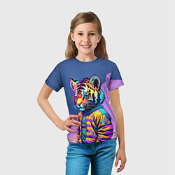 Футболка детская Cool tiger cub - pop art, цвет: 3D-принт — фото 2
