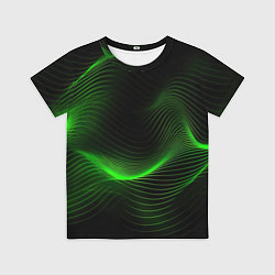 Футболка детская Зеленая абстракция на черном фоне, цвет: 3D-принт