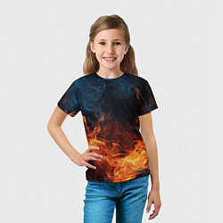 Футболка детская Fire black background, цвет: 3D-принт — фото 2