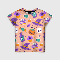 Футболка детская Halloween skulls pattern, цвет: 3D-принт