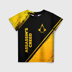 Футболка детская Assassins Creed - gold gradient: надпись, символ, цвет: 3D-принт