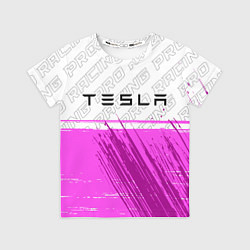 Футболка детская Tesla pro racing: символ сверху, цвет: 3D-принт