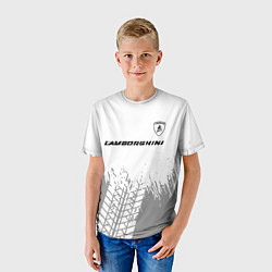 Футболка детская Lamborghini speed на светлом фоне со следами шин:, цвет: 3D-принт — фото 2