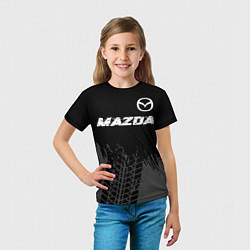 Футболка детская Mazda speed на темном фоне со следами шин: символ, цвет: 3D-принт — фото 2