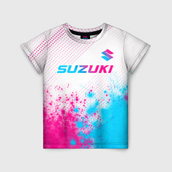 Футболка детская Suzuki neon gradient style: символ сверху, цвет: 3D-принт