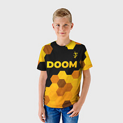Футболка детская Doom - gold gradient: символ сверху, цвет: 3D-принт — фото 2