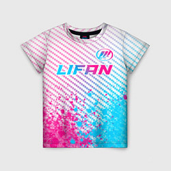 Футболка детская Lifan neon gradient style: символ сверху, цвет: 3D-принт