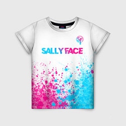 Футболка детская Sally Face neon gradient style: символ сверху, цвет: 3D-принт