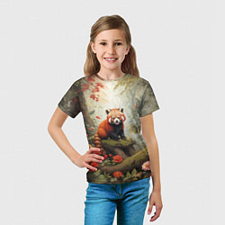 Футболка детская Красная панда в лесу, цвет: 3D-принт — фото 2