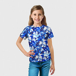 Футболка детская Голубой цветник, цвет: 3D-принт — фото 2