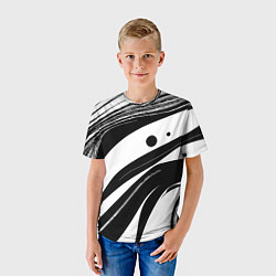 Футболка детская Abstract black and white composition, цвет: 3D-принт — фото 2