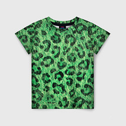 Футболка детская Зелёный леопард паттерн, цвет: 3D-принт