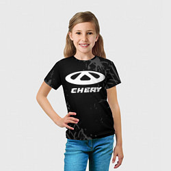 Футболка детская Chery speed на темном фоне со следами шин, цвет: 3D-принт — фото 2