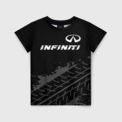 Футболка детская Infiniti speed на темном фоне со следами шин посер, цвет: 3D-принт