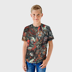 Футболка детская Татуировка ирезуми в японском стиле, цвет: 3D-принт — фото 2
