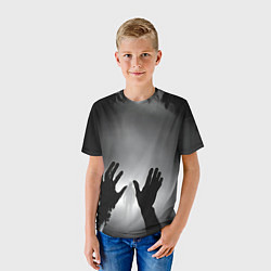 Футболка детская Руки зомби и силуэт в тумане, цвет: 3D-принт — фото 2