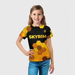 Футболка детская Skyrim - gold gradient посередине, цвет: 3D-принт — фото 2