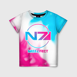 Футболка детская Mass Effect neon gradient style, цвет: 3D-принт