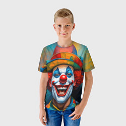 Футболка детская Нейросеть - Хэллоуин безумный клоун, цвет: 3D-принт — фото 2