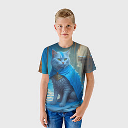 Футболка детская Снежный кот, цвет: 3D-принт — фото 2