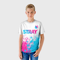 Футболка детская Stray neon gradient style посередине, цвет: 3D-принт — фото 2