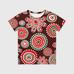 Футболка детская Новогодний принт красный, цвет: 3D-принт