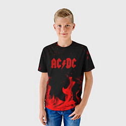 Футболка детская AC DC огненный стиль, цвет: 3D-принт — фото 2