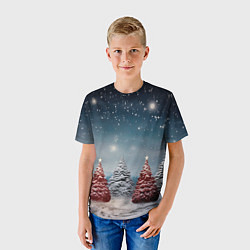 Футболка детская Волшебство зимней природы иней на деревьях, цвет: 3D-принт — фото 2