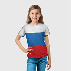 Футболка детская Вязаный российский флаг, цвет: 3D-принт — фото 2