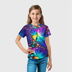 Футболка детская Розово синий фрактал, цвет: 3D-принт — фото 2