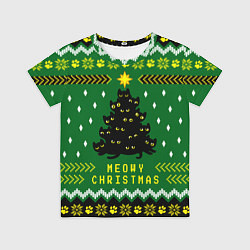 Футболка детская Новогодняя елка из черных котов, цвет: 3D-принт