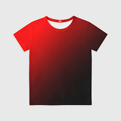Футболка детская Градиент красно-чёрный диагональ, цвет: 3D-принт