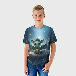 Футболка детская Новогодний дракон под снегопадом, цвет: 3D-принт — фото 2