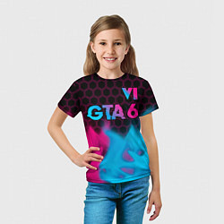 Футболка детская GTA 6 - neon gradient посередине, цвет: 3D-принт — фото 2