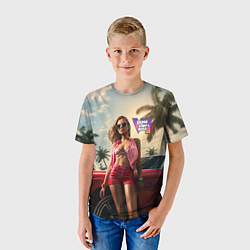 Футболка детская Девушка GTA 6, цвет: 3D-принт — фото 2
