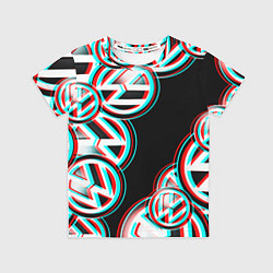 Футболка детская Volkswagen glitch pattern, цвет: 3D-принт