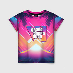 Футболка детская GTA6 hot summer Vaporwave, цвет: 3D-принт
