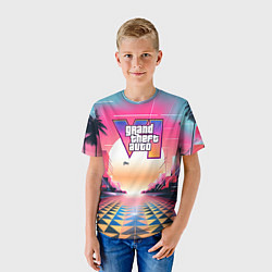 Футболка детская GTA 6 retro abstract logo, цвет: 3D-принт — фото 2