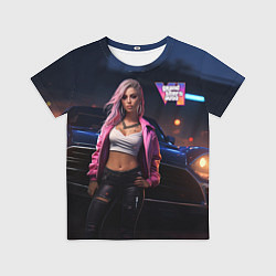 Футболка детская GTA 6 девушка у машины, цвет: 3D-принт