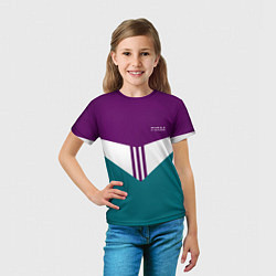 Футболка детская FIRM темная сирень и бирюза, цвет: 3D-принт — фото 2