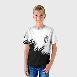 Футболка детская Juventus black sport texture, цвет: 3D-принт — фото 2
