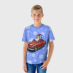 Футболка детская Дед Мороз едет на машине, цвет: 3D-принт — фото 2