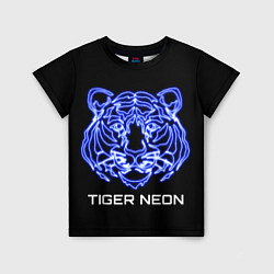 Футболка детская Tiger neon art, цвет: 3D-принт