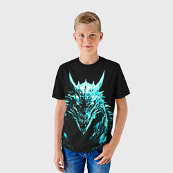 Футболка детская Стальной голубой кибер-дракон, цвет: 3D-принт — фото 2