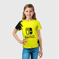 Футболка детская Nintendo switch краски на жёлтом, цвет: 3D-принт — фото 2