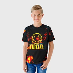 Футболка детская Nirvana rock огненное лого лава, цвет: 3D-принт — фото 2