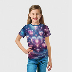 Футболка детская Космические сердца - звезды, цвет: 3D-принт — фото 2