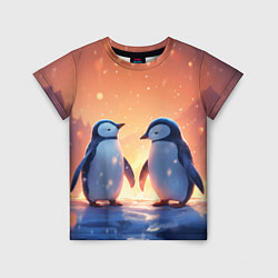 Футболка детская Романтичная пара пингвинов, цвет: 3D-принт