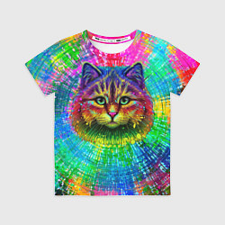 Футболка детская Цветной кот, цвет: 3D-принт