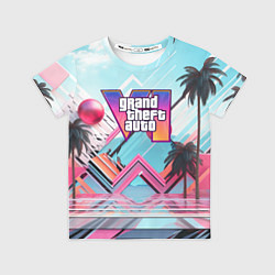 Футболка детская Gta 6 логотип в стиле vice city, цвет: 3D-принт